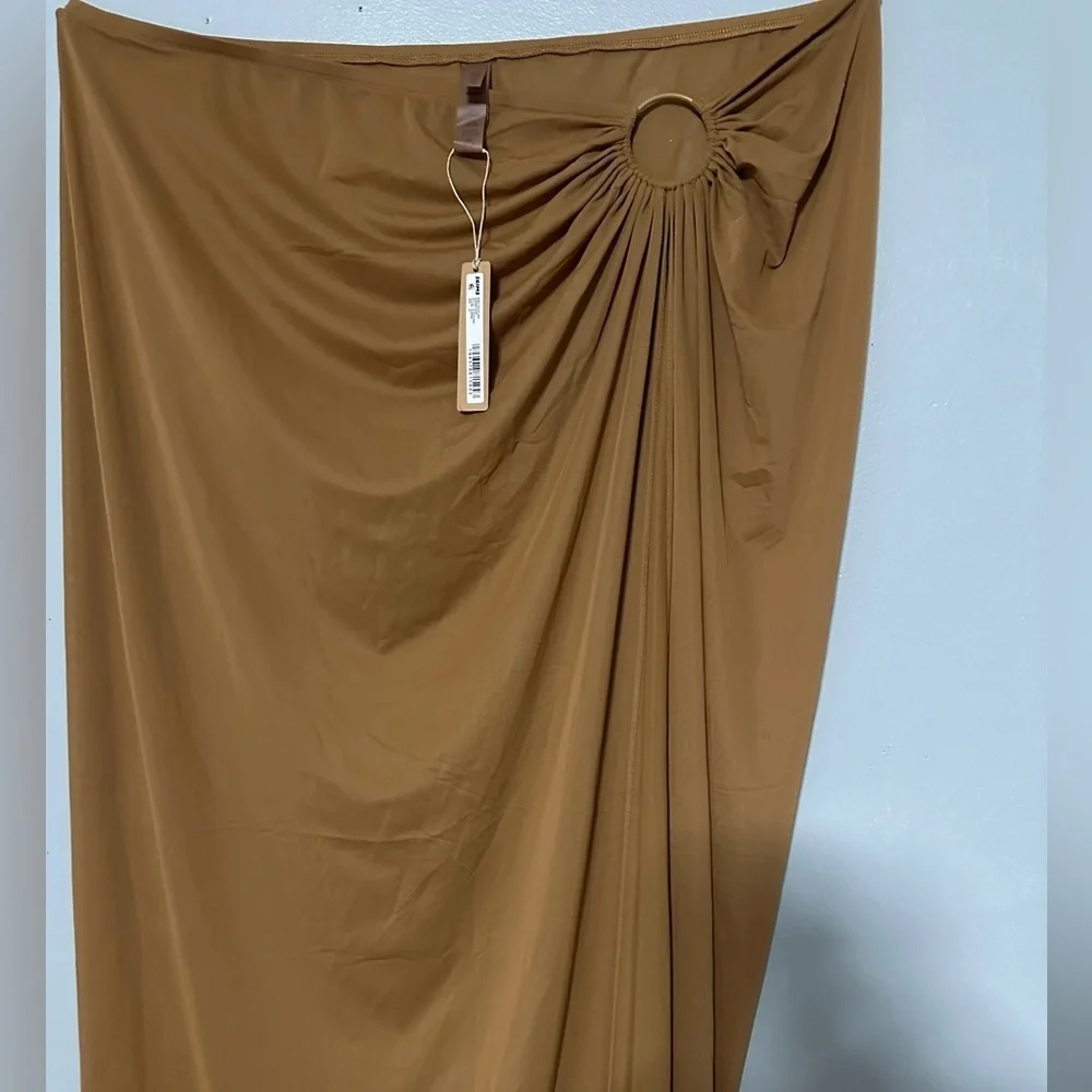 SKIMS COVER UP Mesh Long Sarong Color Almond Size 3X